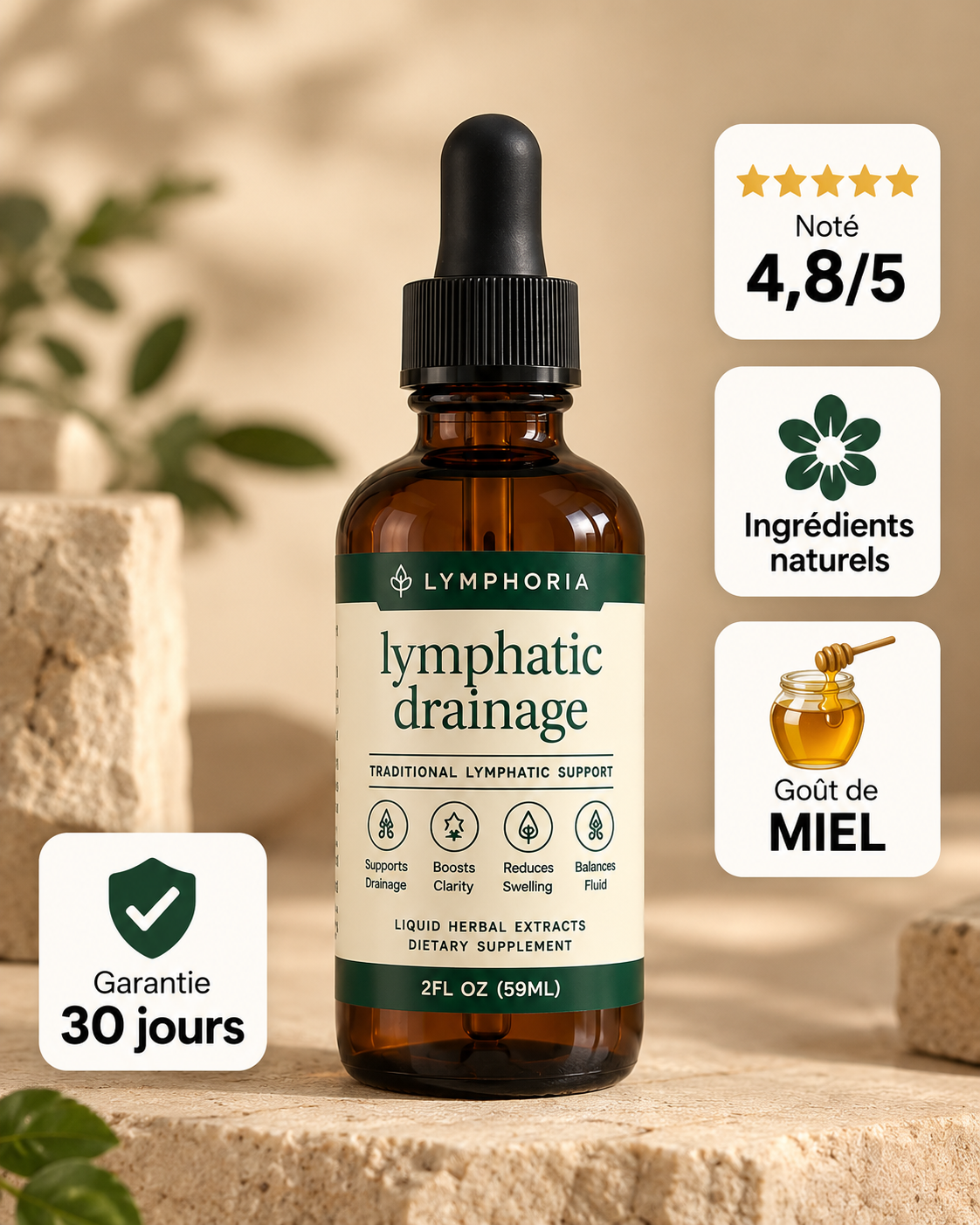 Lymphoria - flacon de gouttes drainage lymphatique